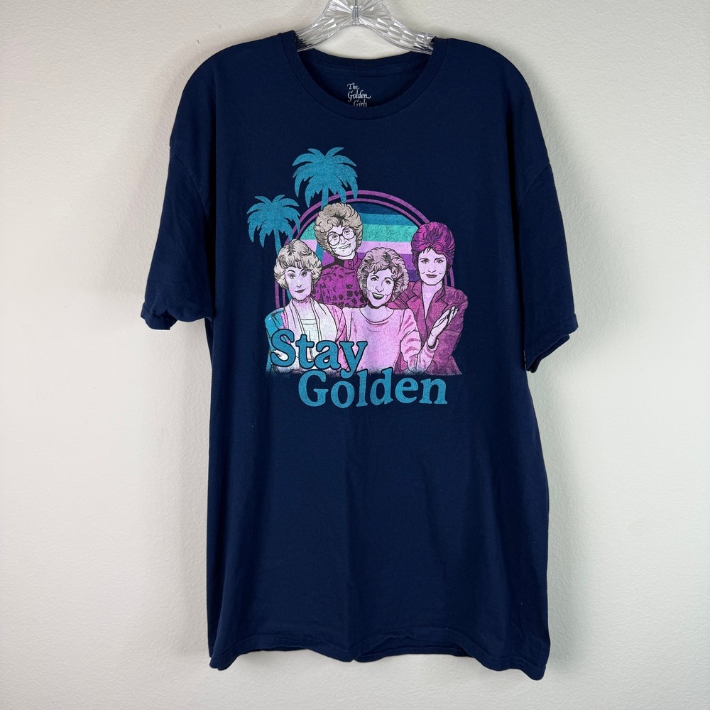 The Golden Girls T-Shirt Mens XXL Stay Golden Graphic Navy Blue Short Sleeve Tee